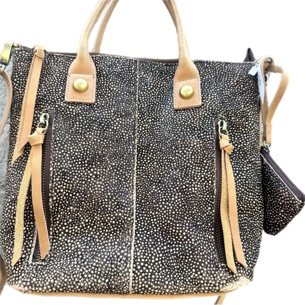 Miss Albright Hair-On Hide Leather Satchel Crossbody/Shoulder Bag-adjustable